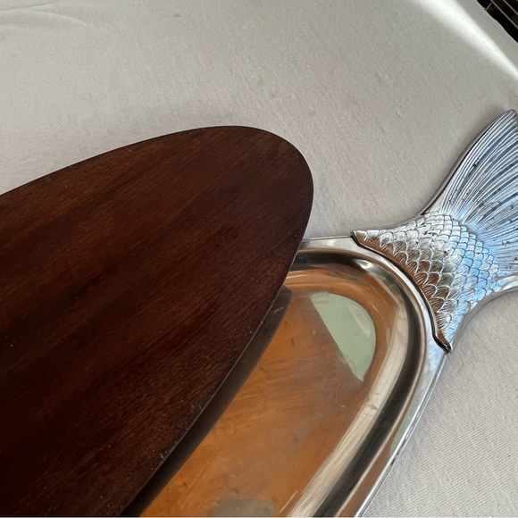 VTG. MCM Salmon Fish Wood 2-Piece Metal Serving Platter Tray 28 inch Germany WMF - Picture 10 of 16